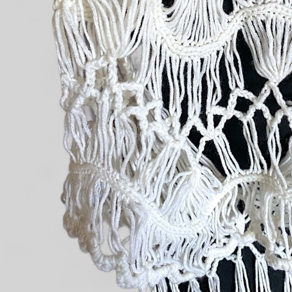 Crochet Beach Cover-Up Ivory Women’s 100% Acrylic Size Large BALLETCORE - Picture 9 of 11